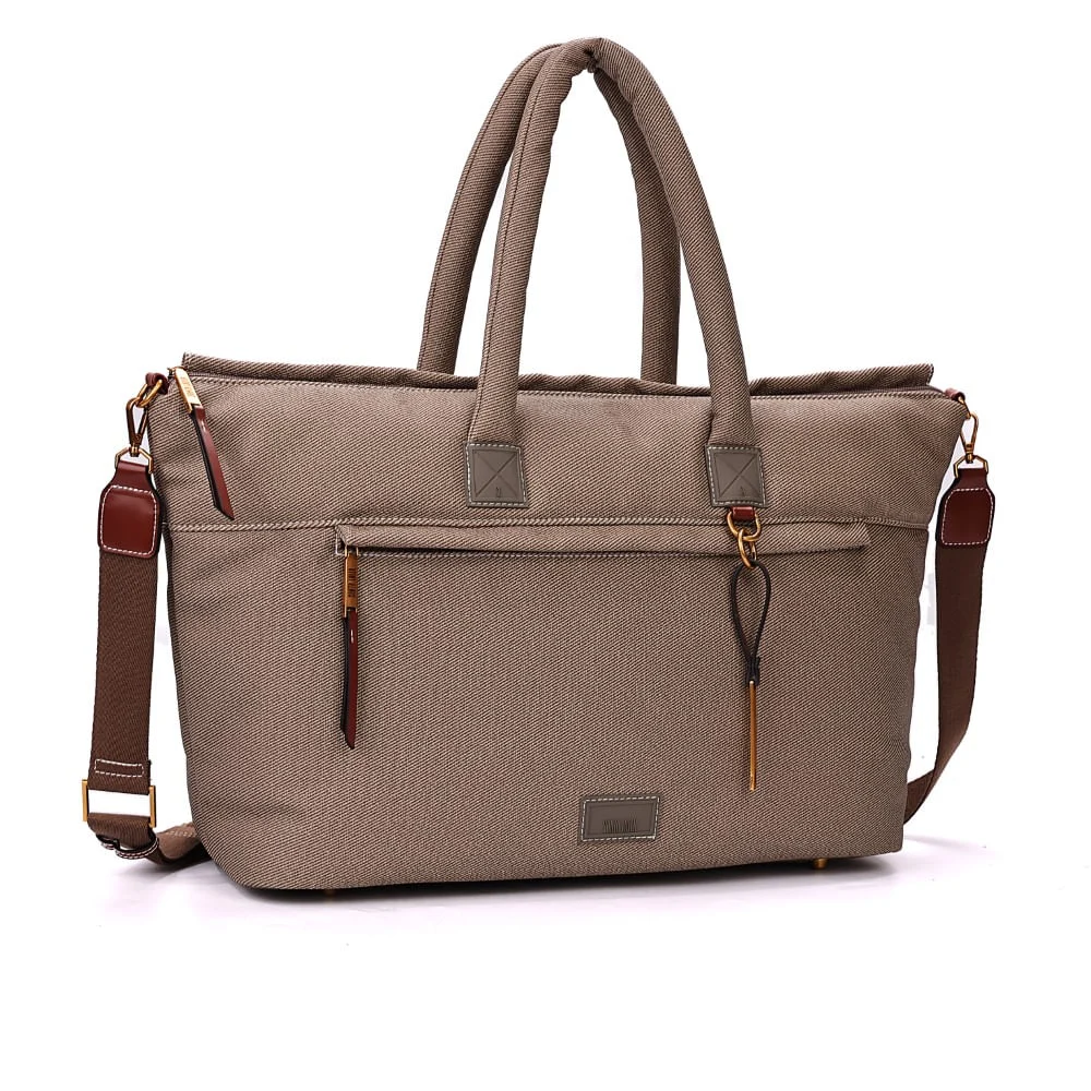 Bolsa Mala Canvas Alça Tiracolo Bege Grande - vista 1 de 6