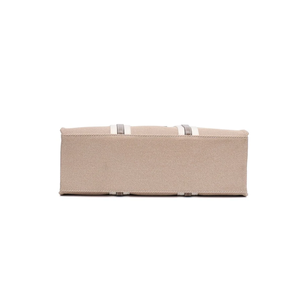 Bolsa Quadrada Estruturada Canvas Bege Alça De Ombro - vista 4 de 5