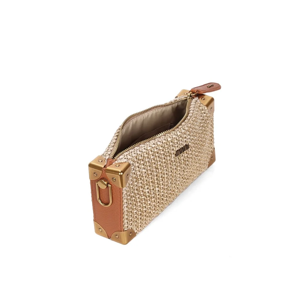 Bolsa Pequena Tramado Bege Alça De Ombro - vista 4 de 4