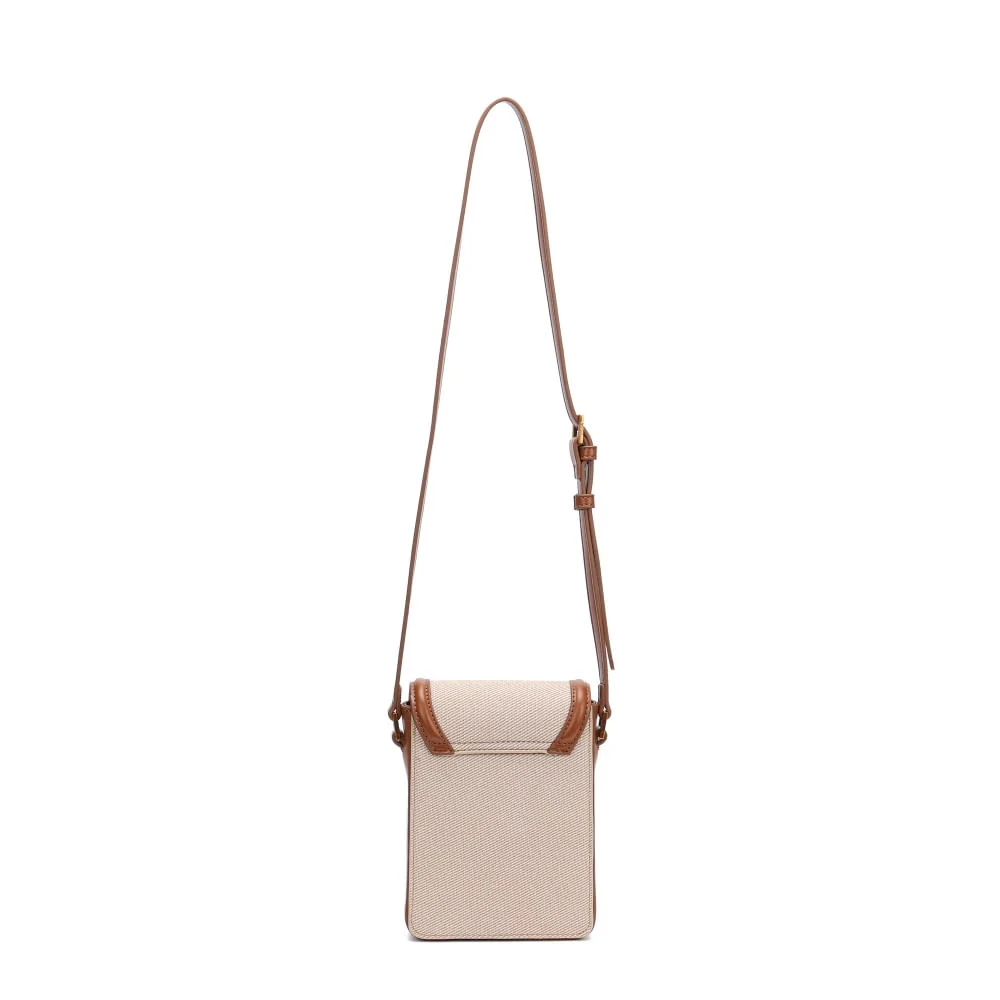 Bolsa Porta Celular Canvas Bege Alça Transversal - vista 3 de 5