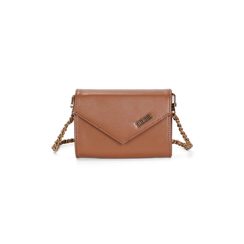 Bolsa Carteira Soft Alça Corrente Transversal Marrom - vista 1 de 3