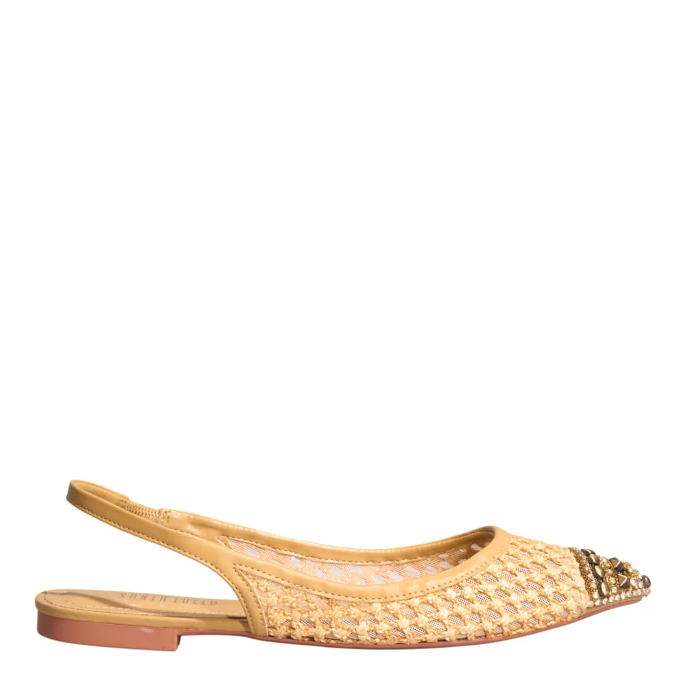 Sapatilha Slingback Napa Bico Fino Bege - vista 1 de 3