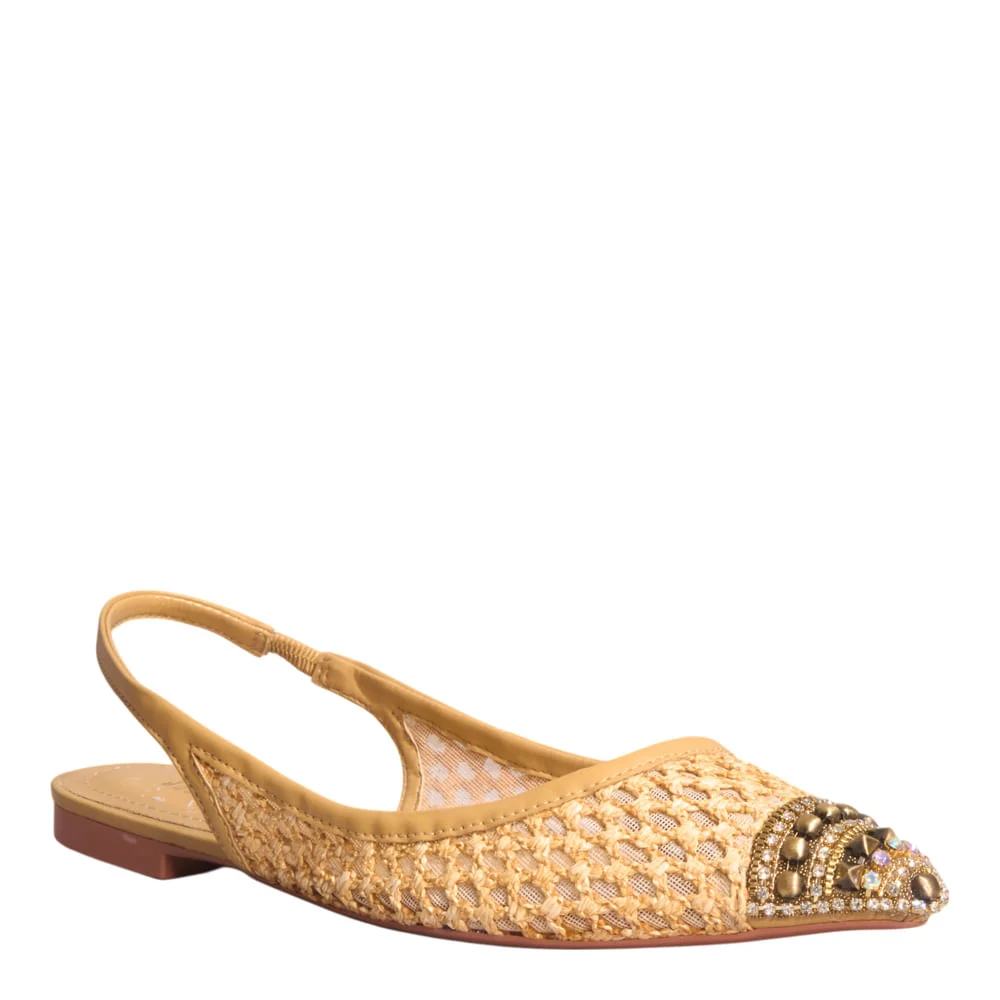 Sapatilha Slingback Napa Bico Fino Bege - vista 2 de 3