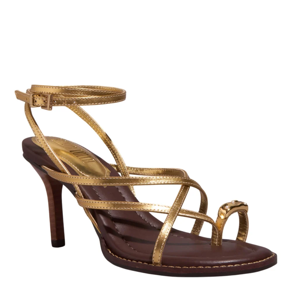 Sandália Metalizada Snake Dourado - vista 2 de 6