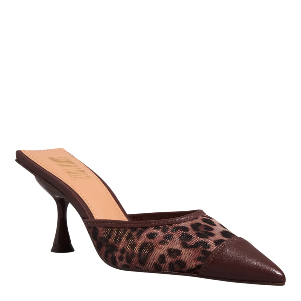 Mule Couro Pelica Soft Salto Taça Animal Print Onça - vista 2 de 3