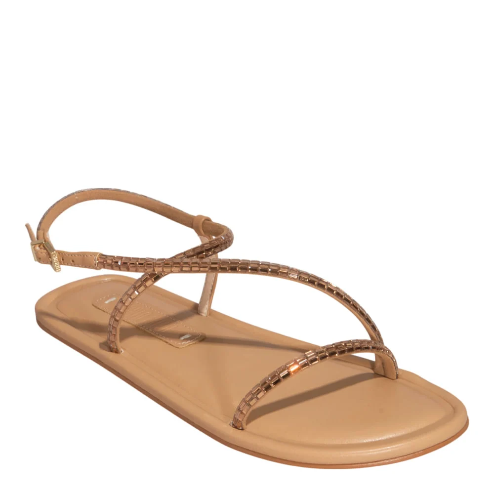 Rasteira Pedraria Napa Soft Bege - vista 4 de 5