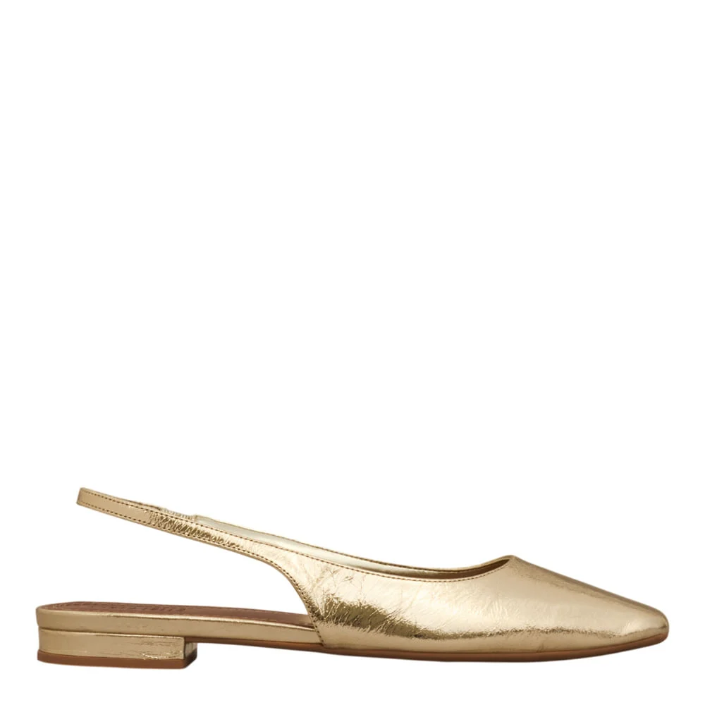 Sapatilha Slingback Couro Metalizado Dourado - vista 1 de 4