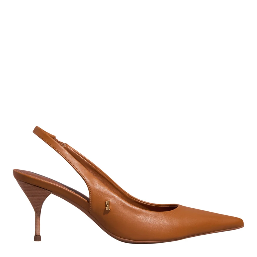 Scarpin Slingback Salto Agulha Caramelo - vista 1 de 3