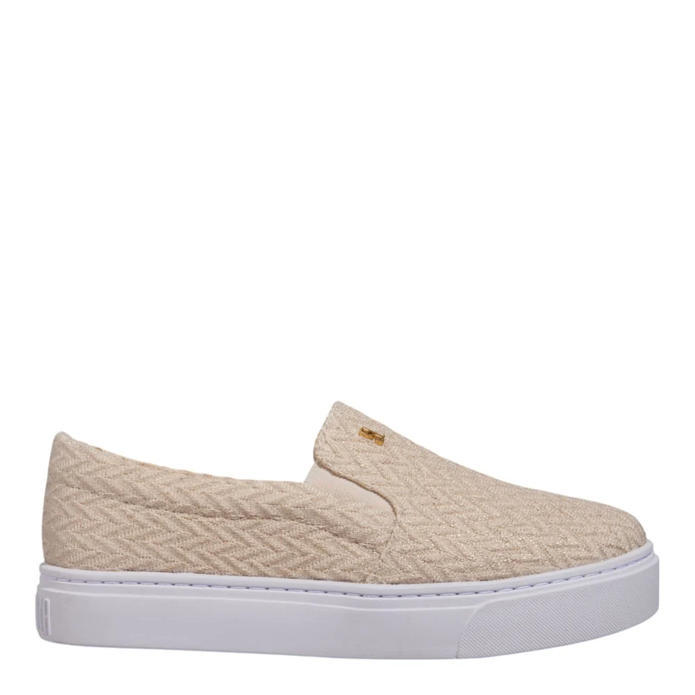 Tênis Slip On Tecido Dourado - vista 1 de 5