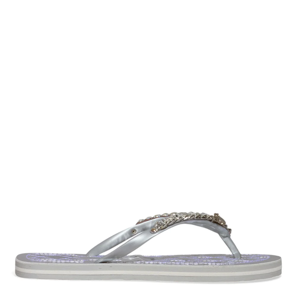 Chinelo Flip Flop Metalizado Specchio Corrente Prata - vista 1 de 5