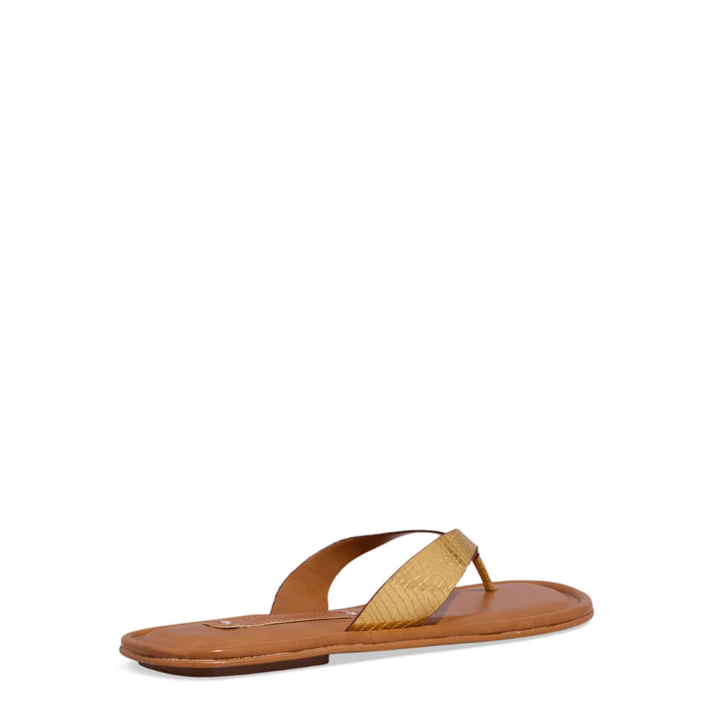 Rasteira Thong Cobra Dourada Metalizada - vista 3 de 4