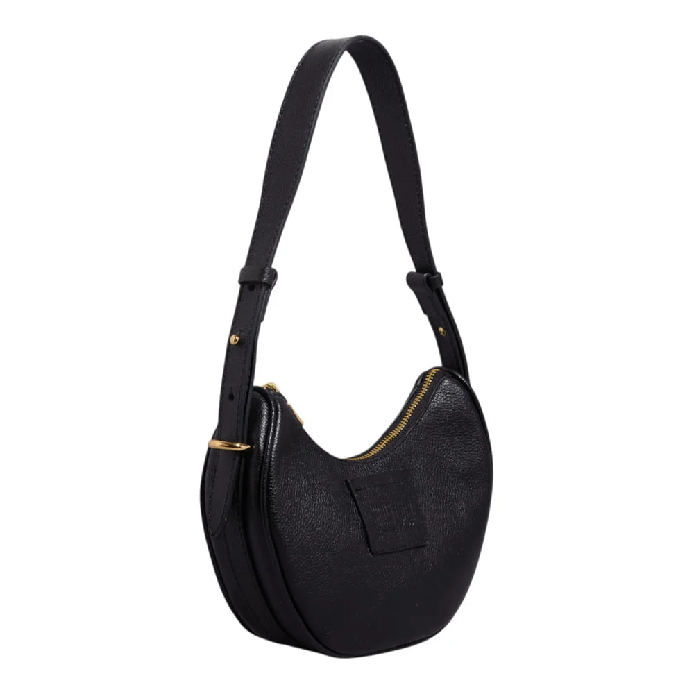 Bolsa Meia Lua Couro Floater Preta Alça de Ombro - vista 2 de 3