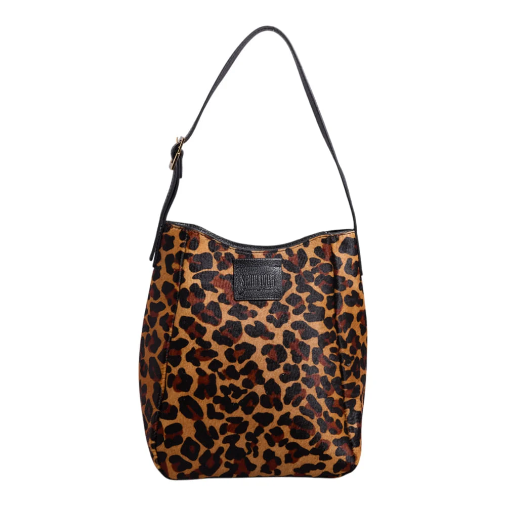Bolsa G Couro Pelo Estampa Onca Natural - vista 1 de 3