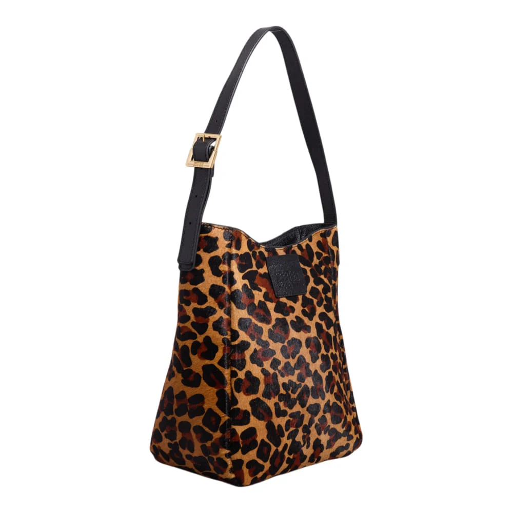 Bolsa G Couro Pelo Estampa Onca Natural - vista 2 de 3