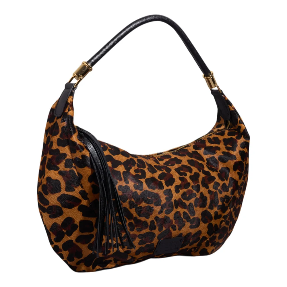 Bolsa Baguete Couro Estampa Onça Alça De Ombro - vista 2 de 3