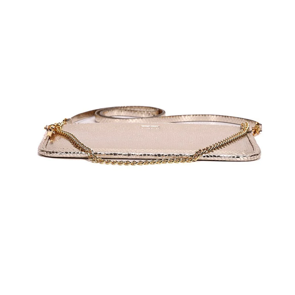 Bolsa Clutch Transversal Metalizado Dourado - vista 6 de 8