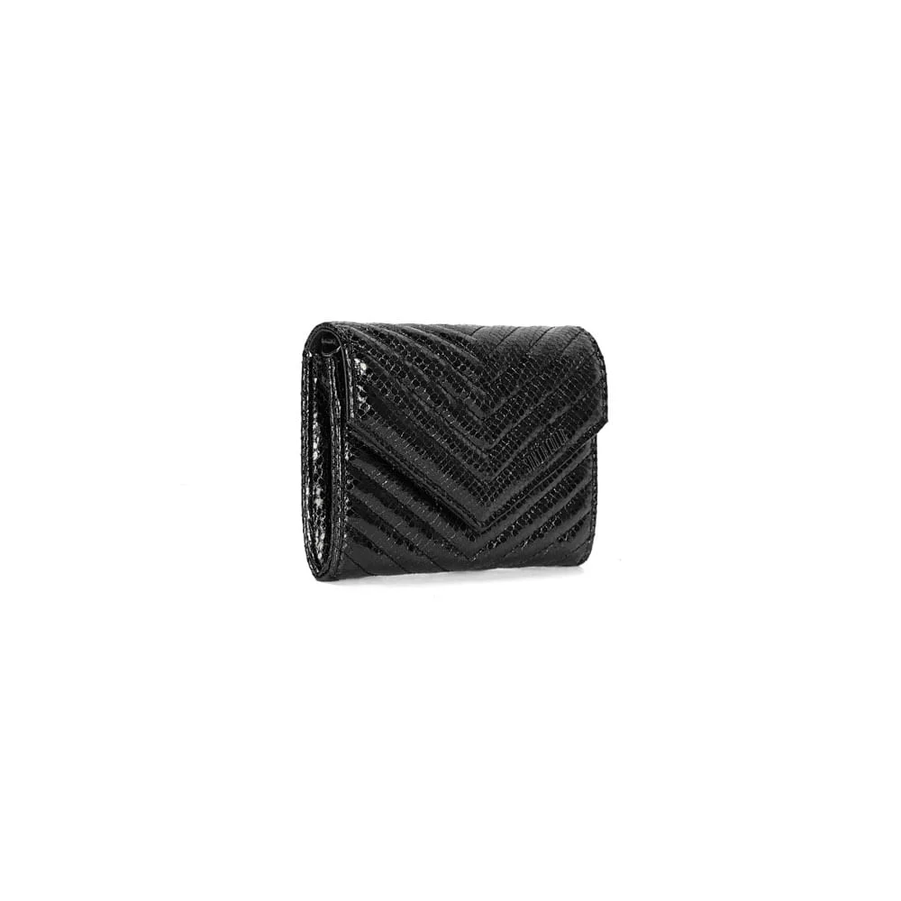 Bolsa Carteira Material Metalizado Preto Alça Transversal - vista 2 de 3