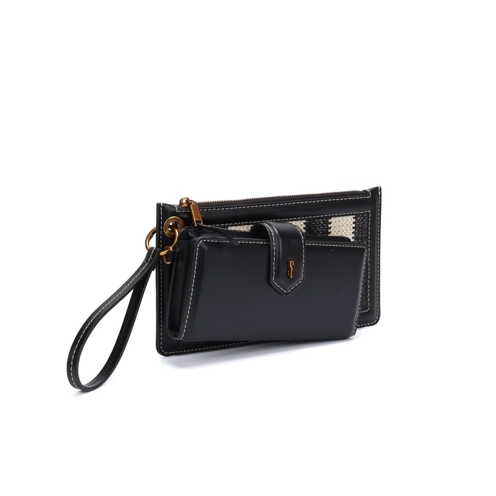 Kit Carteira Soft E Clutch Tramado Preto E Branco - vista 2 de 5