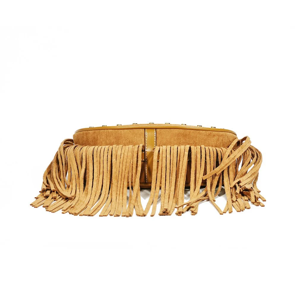 Bolsa Franja Camurça Alça De Ombro Amarelo Mostarda - vista 6 de 8