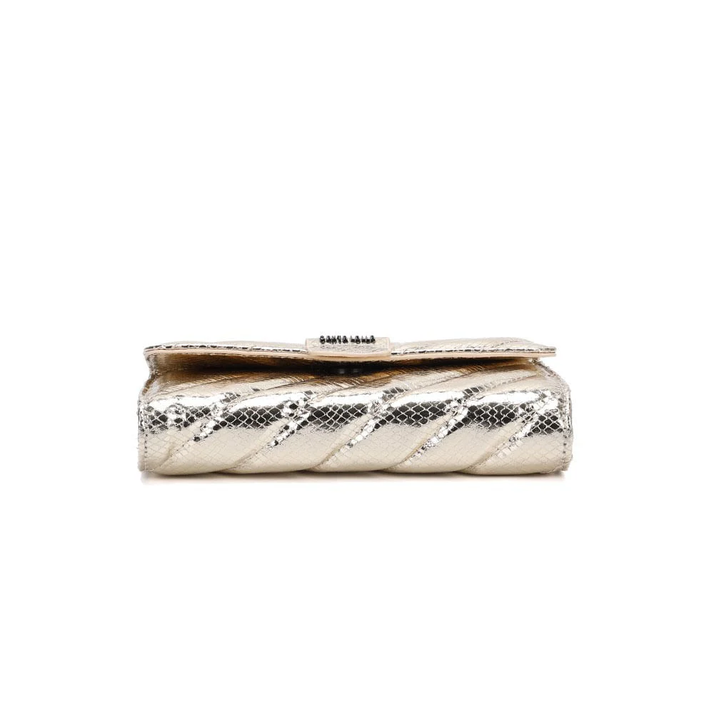 Bolsa Pequena Metalizada Alça Transversal Cinza Grafite - vista 4 de 5