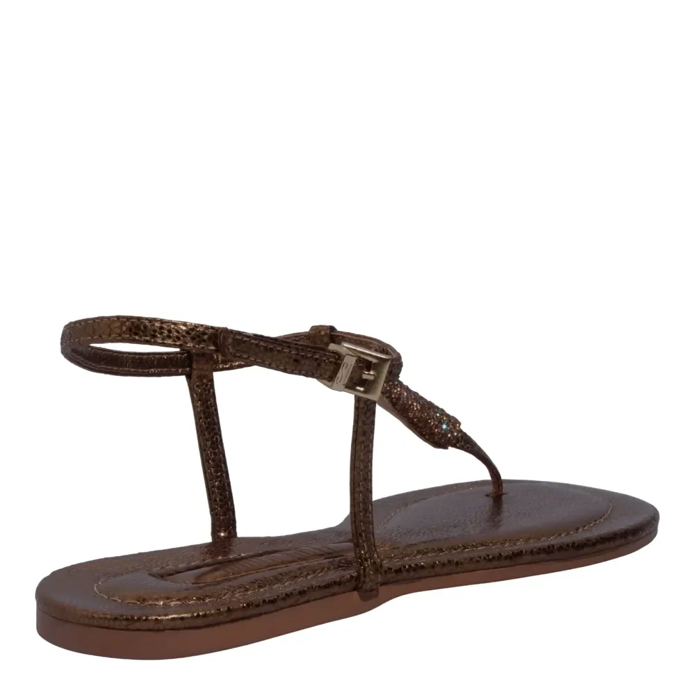 Rasteira Metalizada Bronze Tecido Splendore Strass Brilho - vista 3 de 5