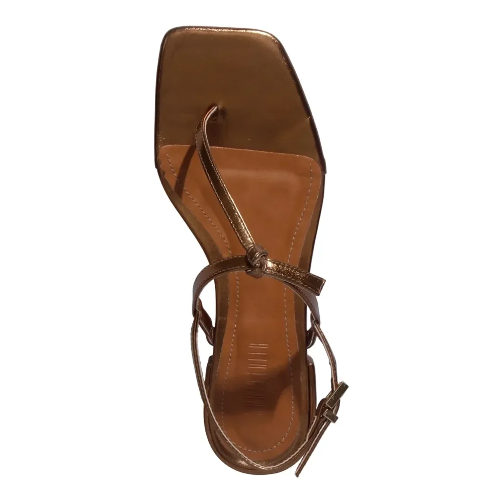Rasteira Metalizada Bronze Bico Quadrado - vista 4 de 4