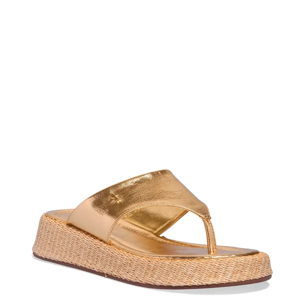 Papete Flatform Thong Dourada Metalizada - vista 2 de 4