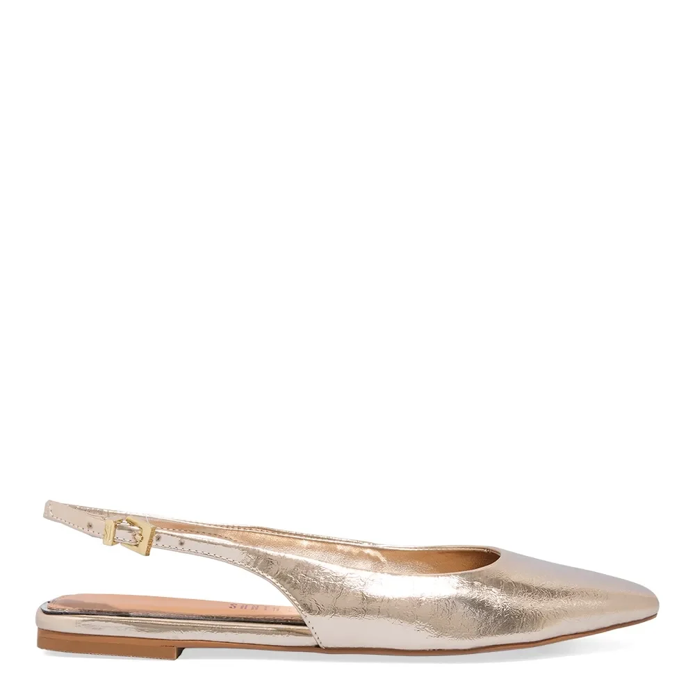 Sapatilha Slingback Metalizada Bico Quadrado Dourada - vista 1 de 4