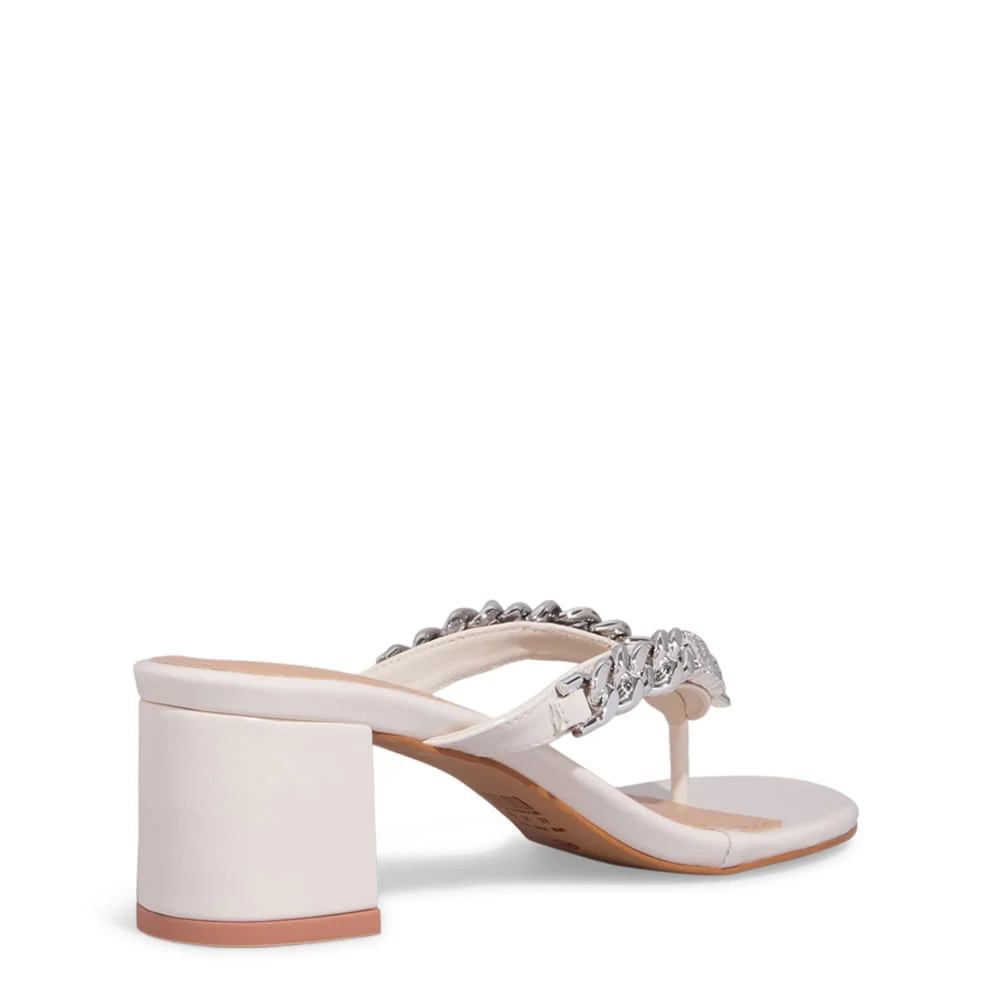 Tamanco Mule De Dedo Verniz Anzeli Off White Salto Bloco Baixo - vista 3 de 4