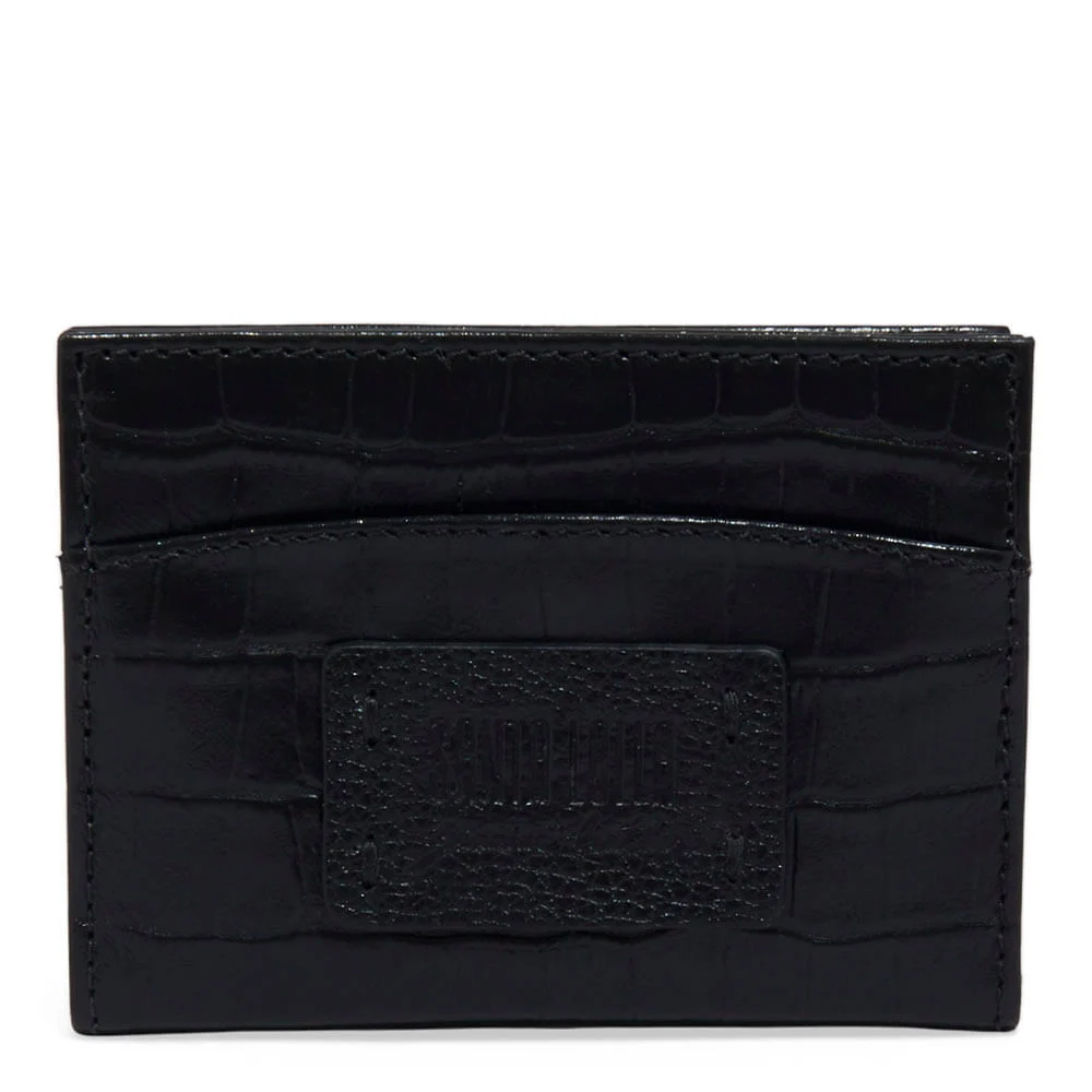 Porta Cartão Couro Croco Preto - vista 1 de 3