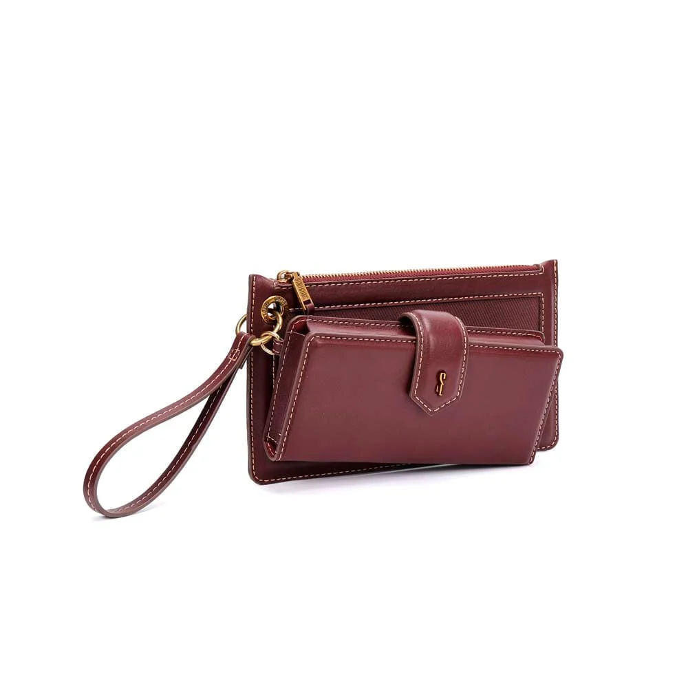 Kit Necessaire Alça De Mão e Carteira Material Rustico Roxo Berry - vista 2 de 5
