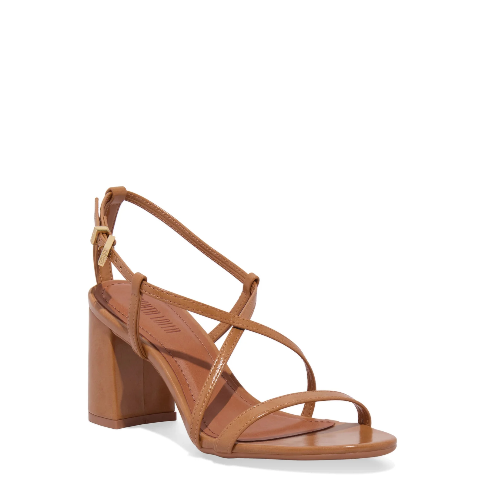 Sandália Napa Salto Bloco Marrom Camel - vista 2 de 3