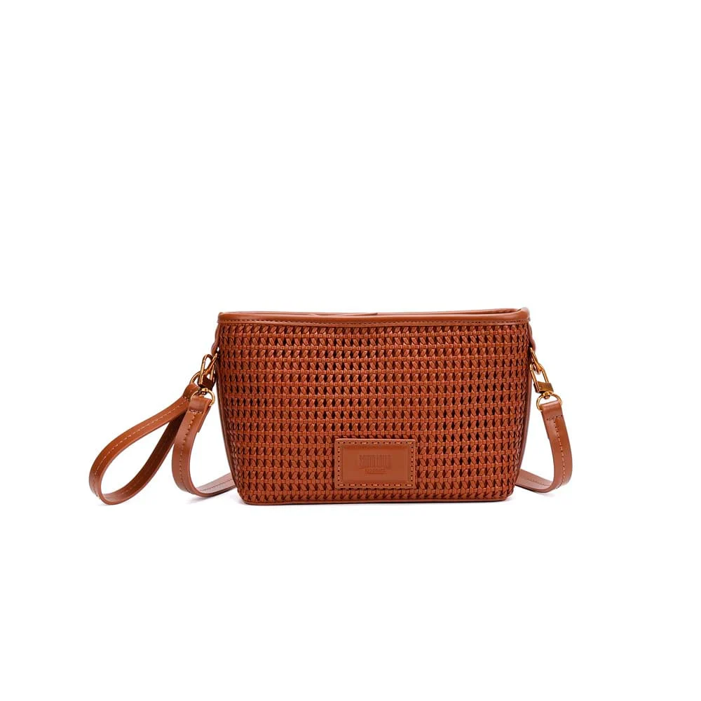 Bolsa Clutch Tressê Marrom Terracota Alça Transversal - vista 1 de 5
