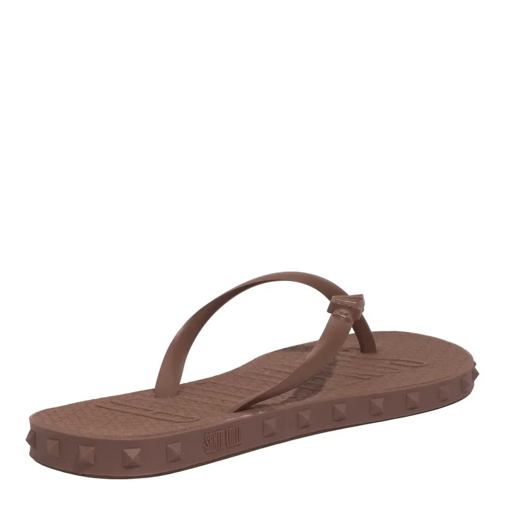 Chinelo Flip Flop Borracha Marrom Spikes - vista 3 de 4