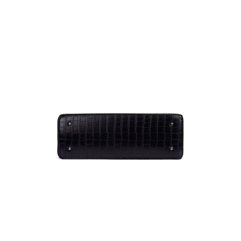 Bolsa Material Croco Preta Alça De Ombro - vista 5 de 6