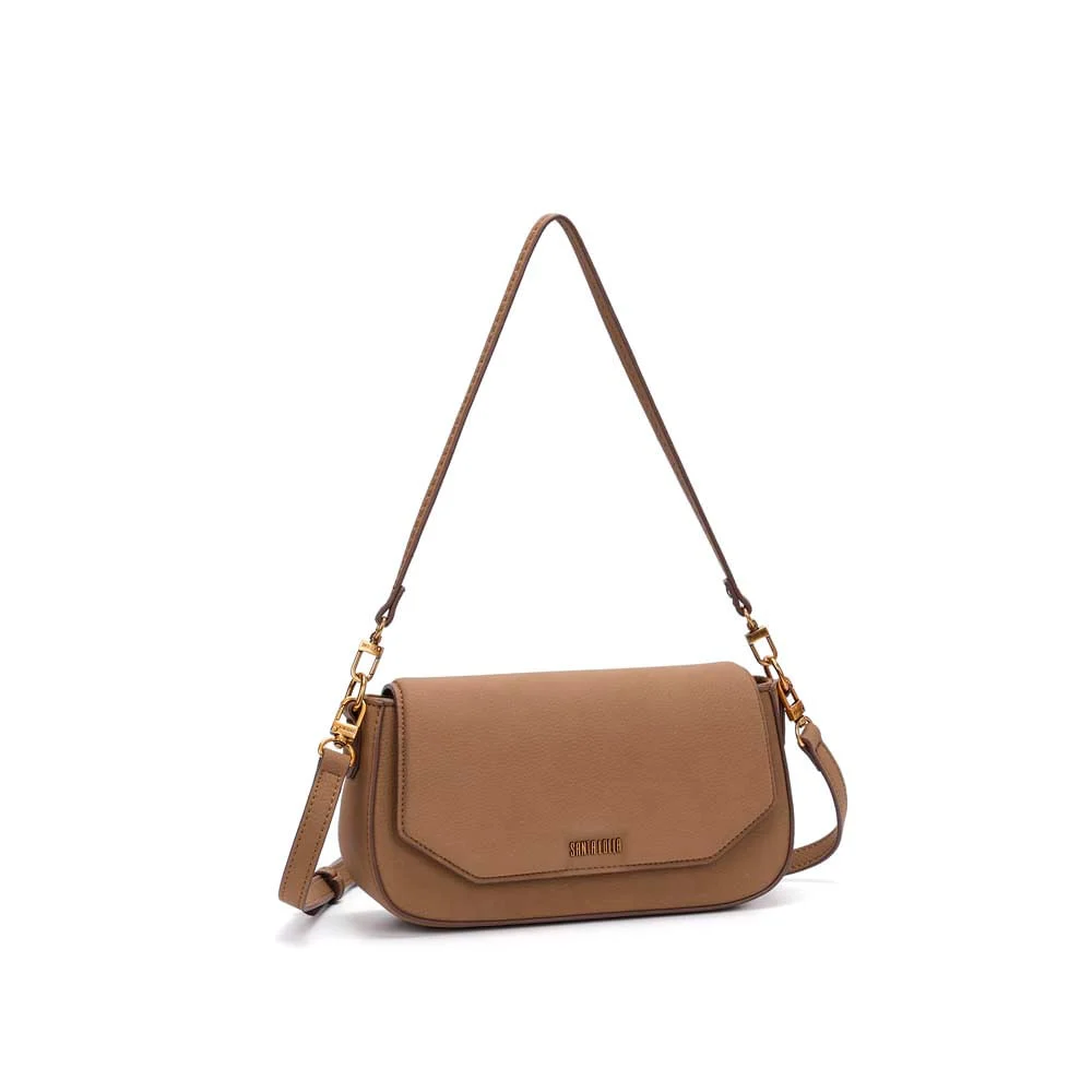 Bolsa Baguete Média Nobuck Marrom Fog Alça De Ombro - vista 2 de 5