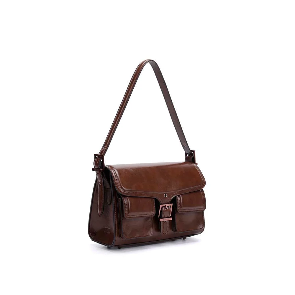 Bolsa Material Rustico Marrom Dark Alça De Ombro - vista 3 de 6