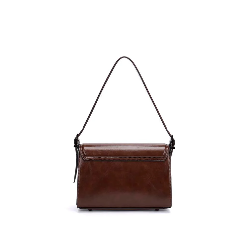 Bolsa Material Rustico Marrom Dark Alça De Ombro - vista 4 de 6