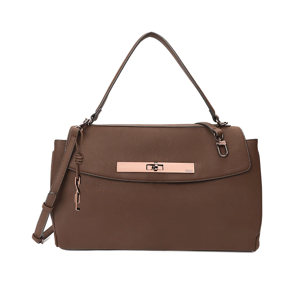 Bolsa Grande Nobuck Marrom Dark Alça Dupla - vista 1 de 6