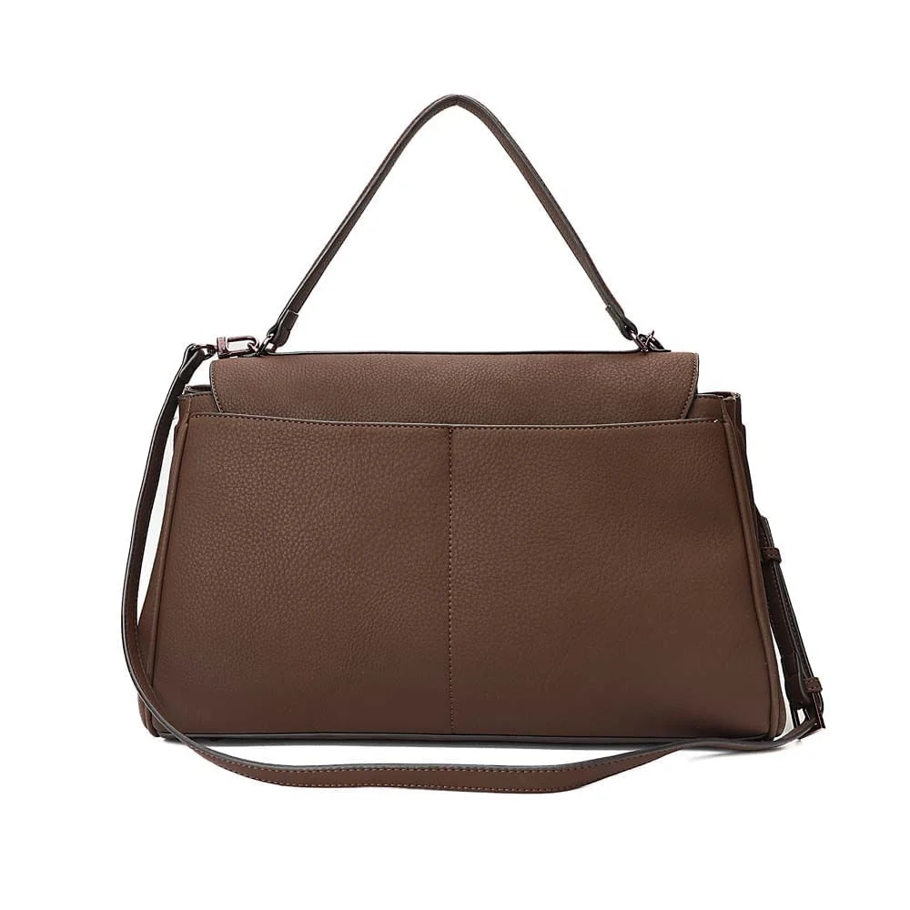 Bolsa Grande Nobuck Marrom Dark Alça Dupla - vista 4 de 6