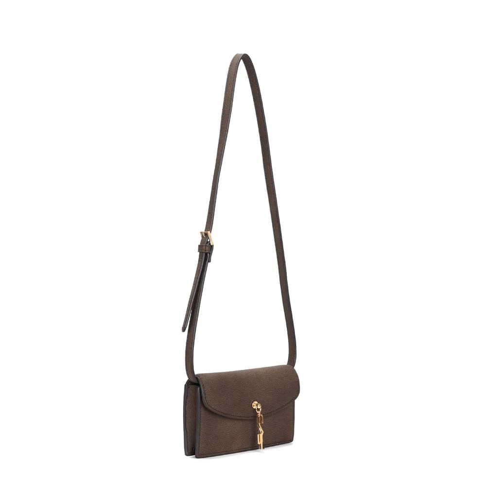 Bolsa Pequena Nobuck Marrom Alça De Ombro - vista 2 de 3