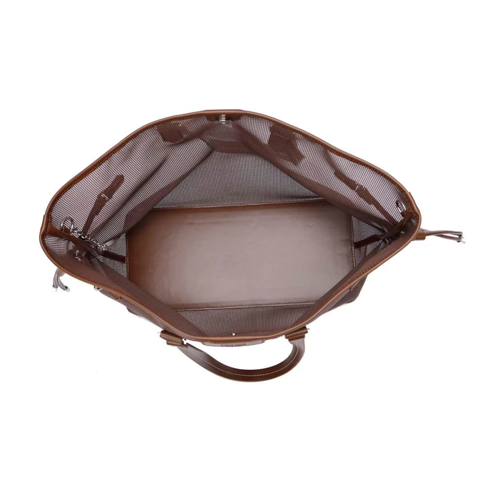 Bolsa Shopper Tela Marrom Dark Alça De Ombro - vista 8 de 9