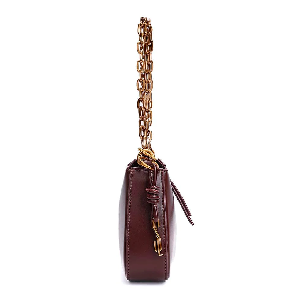 Bolsa Pequena Baguete Soft Roxo Berry Alça De Ombro Corrente - vista 4 de 7