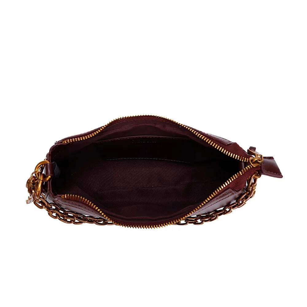 Bolsa Pequena Baguete Soft Roxo Berry Alça De Ombro Corrente - vista 7 de 7
