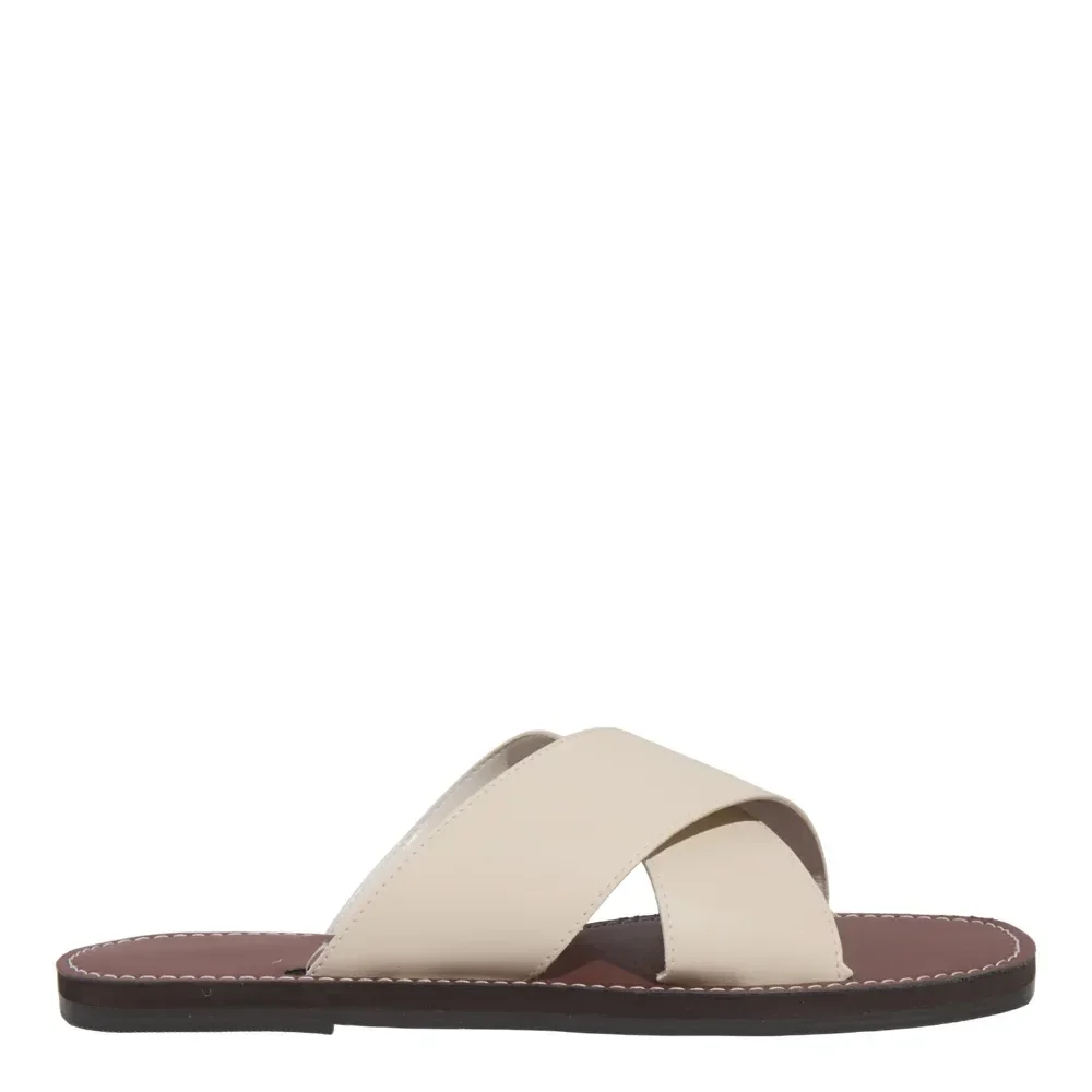 Rasteira Tira Cruzada Napa Soft Creme - vista 1 de 4