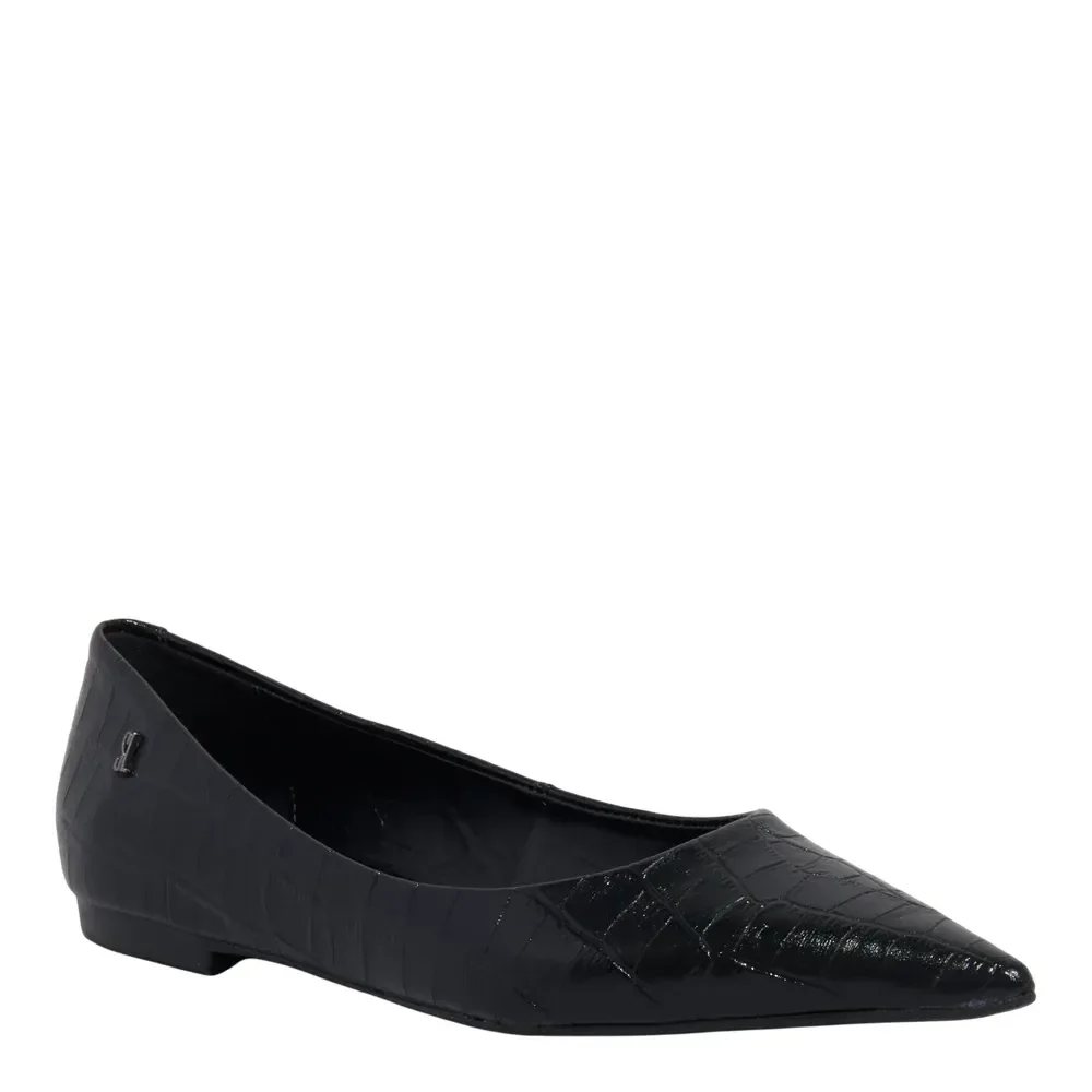 Sapatilha Couro Croco Preto Bico Fino - vista 1 de 3