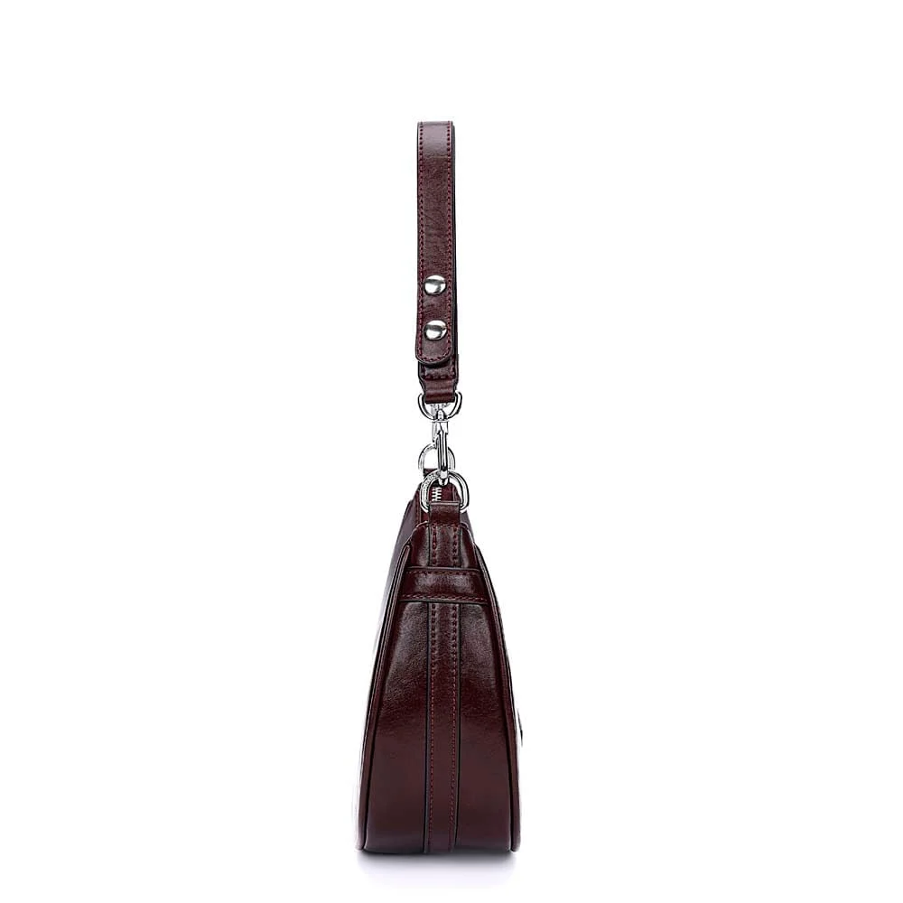Bolsa Meia Lua Material Rustico Roxo Berry Alça De Ombro - vista 4 de 7