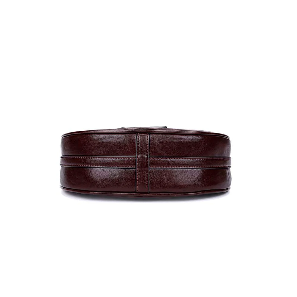 Bolsa Meia Lua Material Rustico Roxo Berry Alça De Ombro - vista 6 de 7
