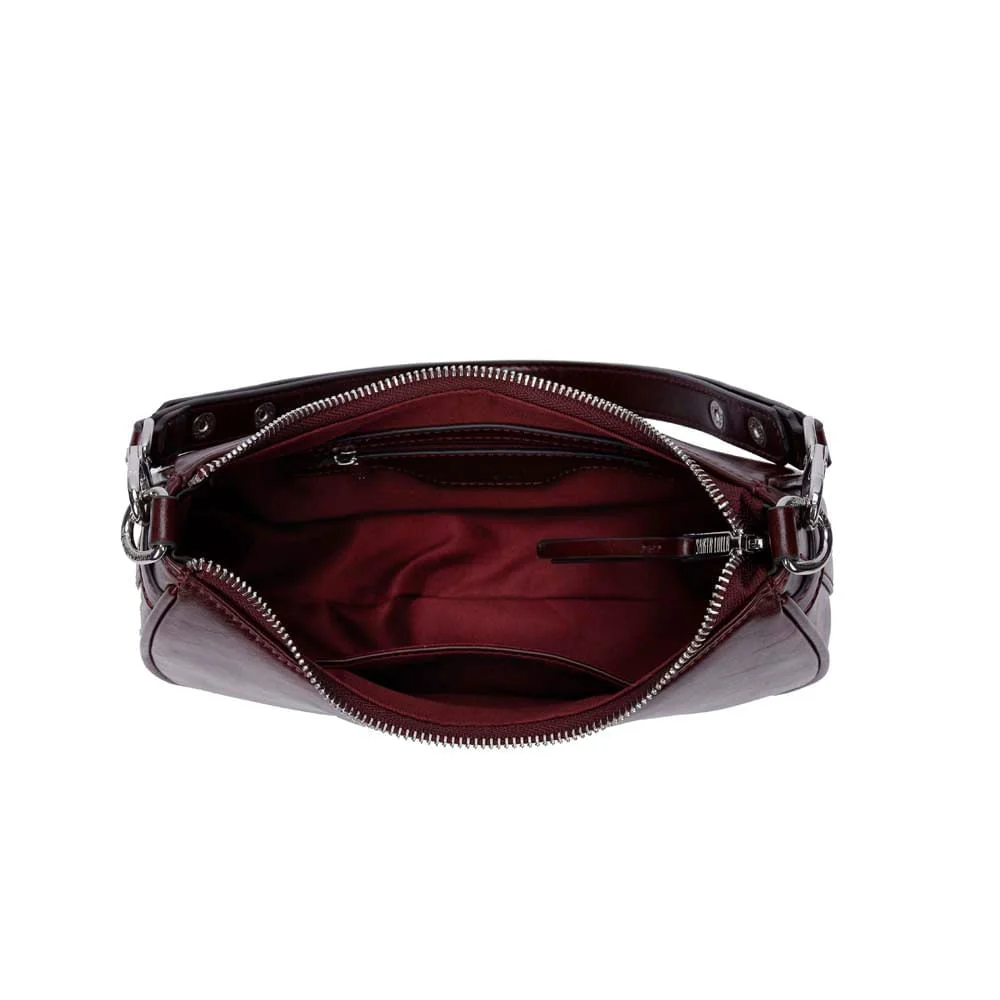 Bolsa Meia Lua Material Rustico Roxo Berry Alça De Ombro - vista 7 de 7