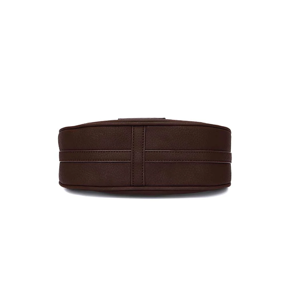 Bolsa Meia Lua Nobuck Marrom Dark Alça De Ombro - vista 6 de 7